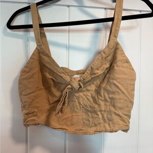 Universal Thread Tan Sleeveless Crop Tie Front Tank Top